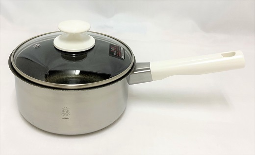 二層鋼内面フッ素樹脂加工・ガラス蓋付片手鍋18cm FC016087 TF