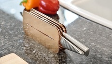 ハナウタ] おしゃれなステンレス製包丁スタンド (ローズゴールド