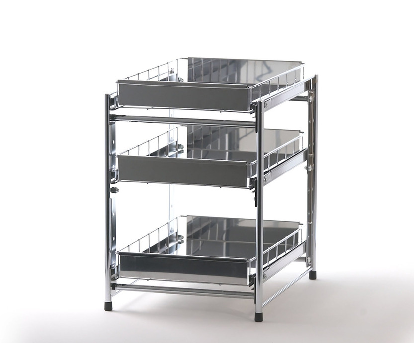 株式会社オビタス] ステンレス製引出しラック 3段 幅30【 キッチン用品