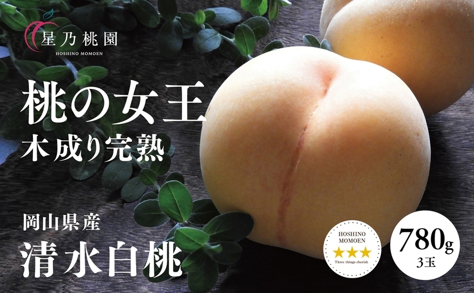 先行受付【清水白桃】岡山県産 三つ星 星乃桃園 780g (3玉) 1614286