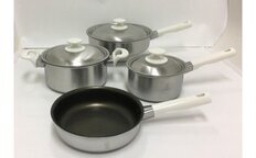 メイド・イン・ツバメ】二層鋼内面フッ素樹脂加工鍋 & フライパン 4点