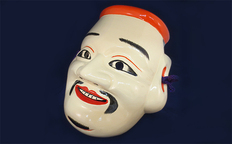 備中神楽面桐一刀彫 事代主の命 伯泉作 民芸品 工芸品 | 【公式】岡山