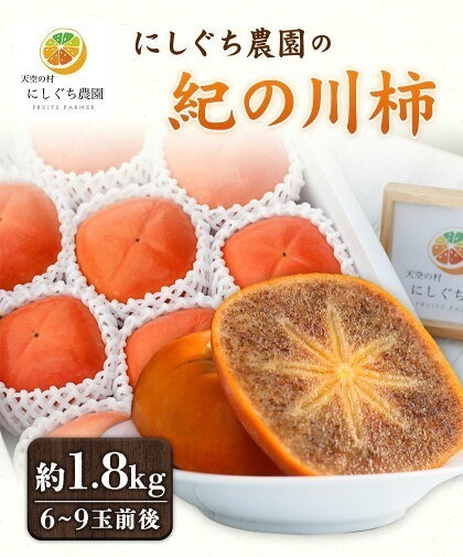 予約受付】紀の川柿 約1.8kg（6個～9個入り） にしぐち農園《2023年10
